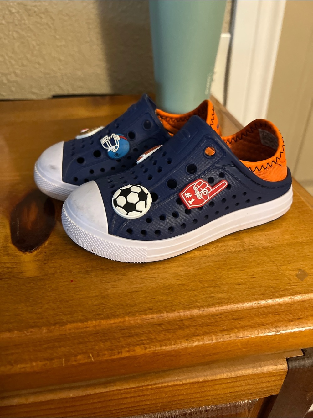 Skechers Kids Navy and Orange Slip-On Sport Shoes